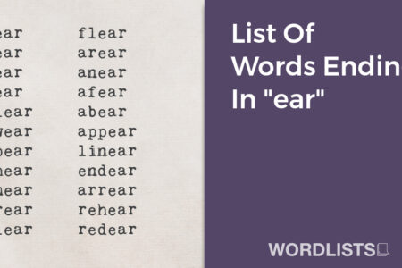 List Of Words Ending In "ear" thumbnail
