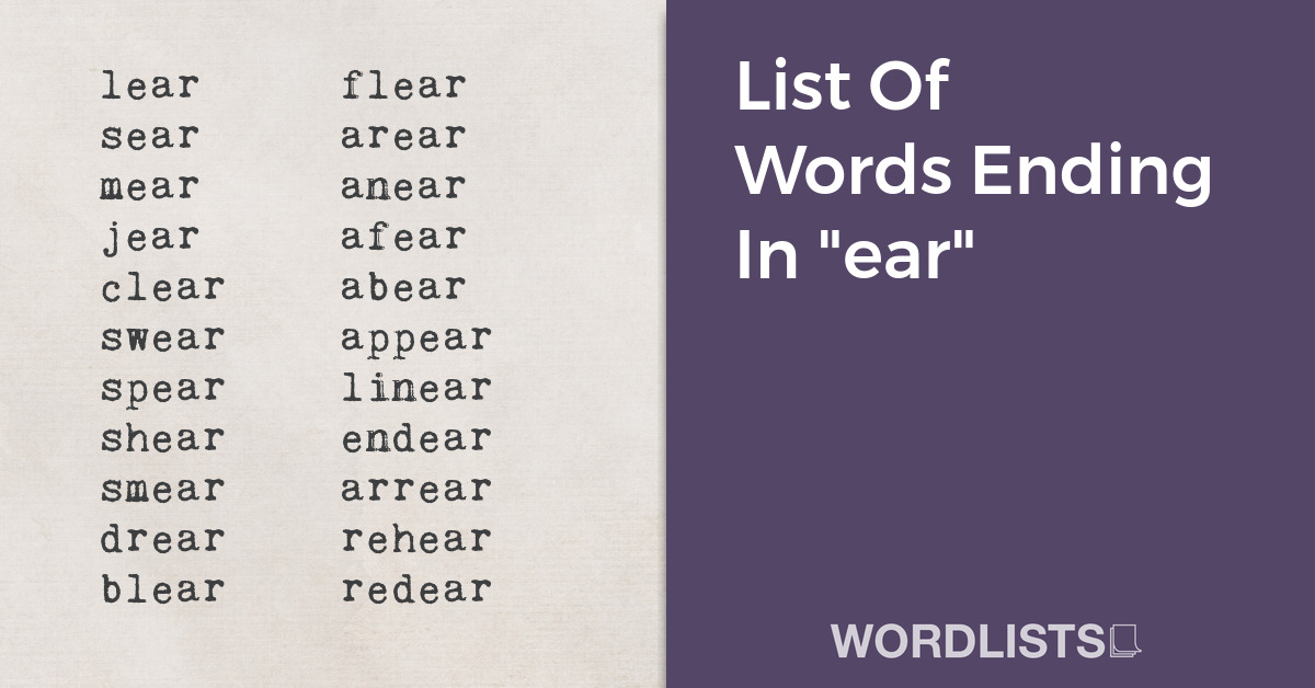 List Of Words Ending In "ear" thumbnail