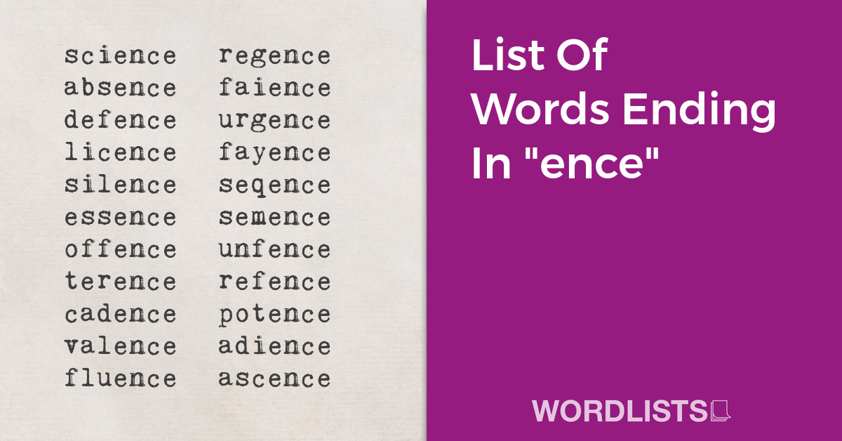 List Of Words Ending In "ence" thumbnail
