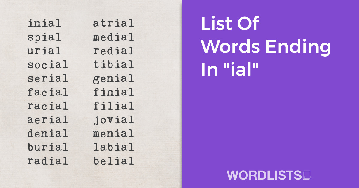List Of Words Ending In "ial" thumbnail
