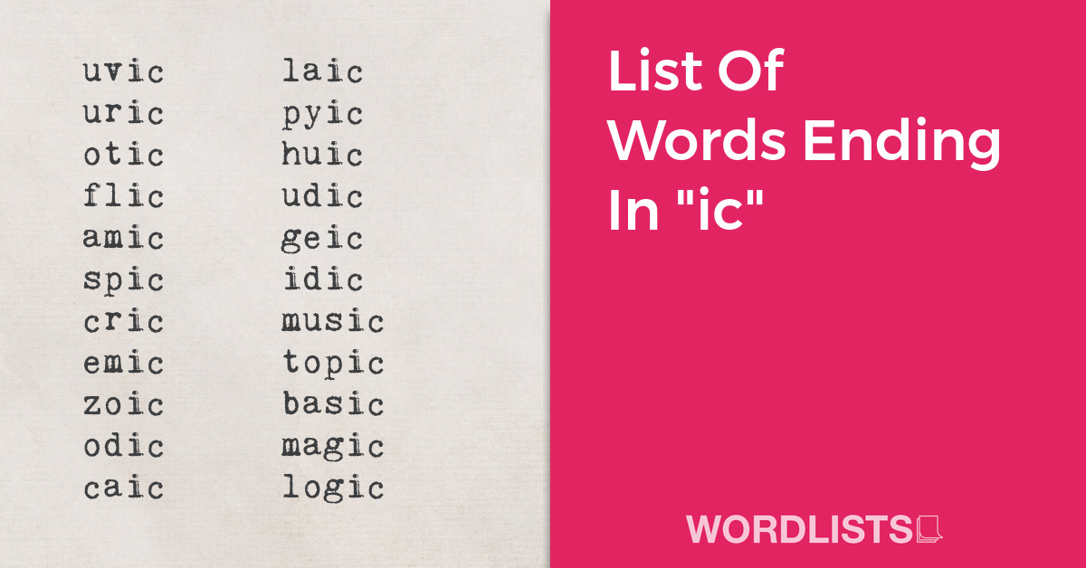 List Of Words Ending In "ic" thumbnail