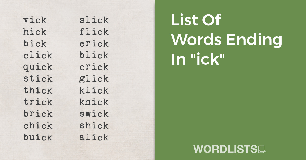 List Of Words Ending In "ick" thumbnail