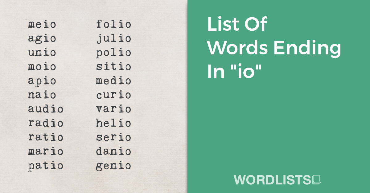 List Of Words Ending In "io" thumbnail