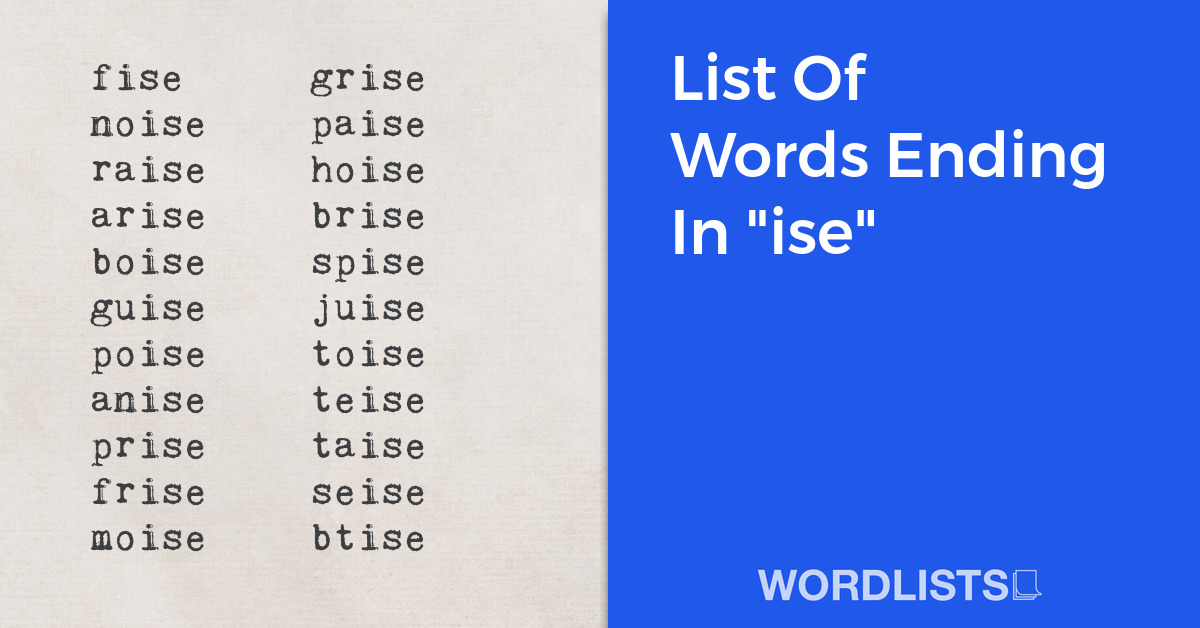List Of Words Ending In "ise" thumbnail