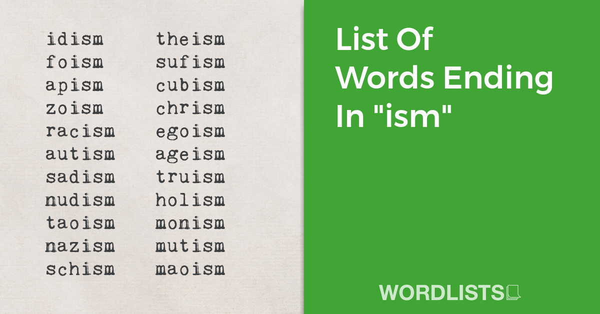 List Of Words Ending In "ism" thumbnail