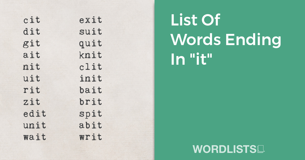 List Of Words Ending In "it" thumbnail