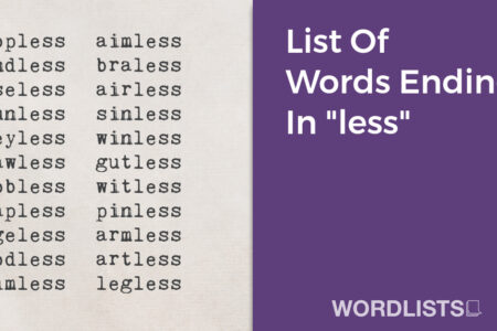 List Of Words Ending In "less" thumbnail