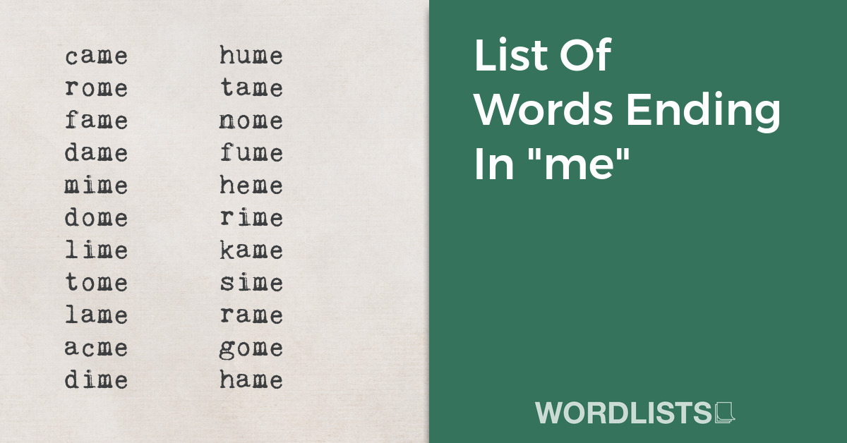 List Of Words Ending In "me" thumbnail