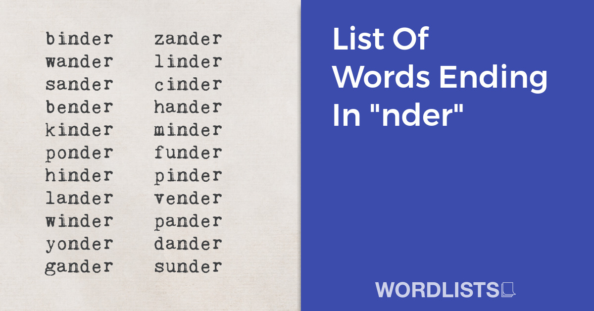 List Of Words Ending In "nder" thumbnail