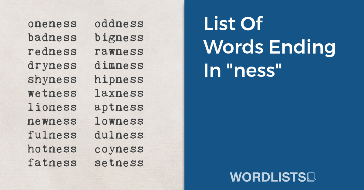 List Of Words Ending In "ness" thumbnail