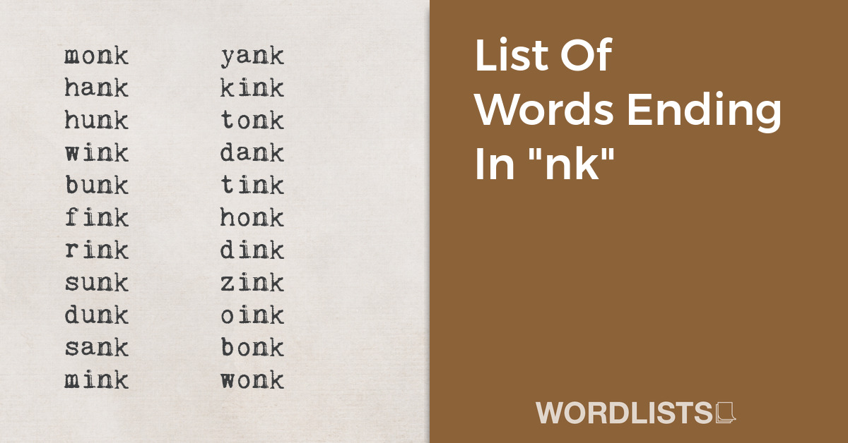 List Of Words Ending In "nk" thumbnail
