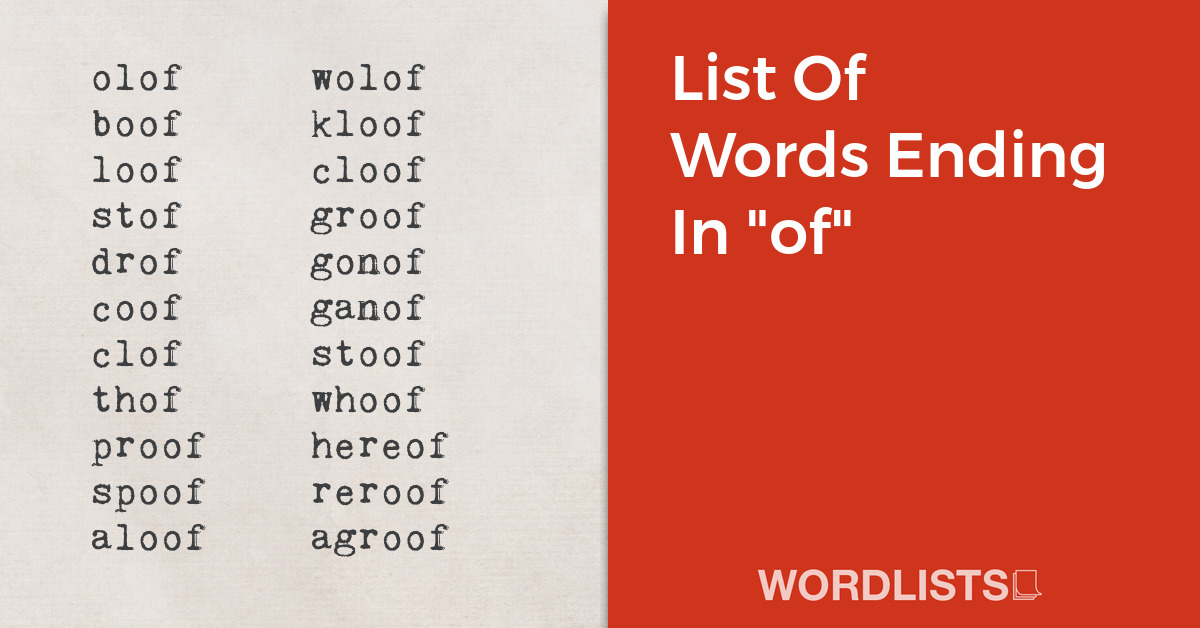 List Of Words Ending In "of" thumbnail
