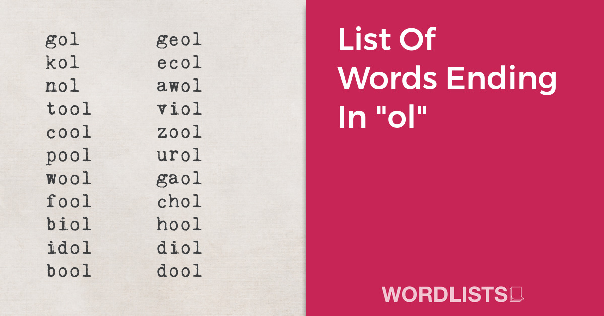 List Of Words Ending In "ol" thumbnail