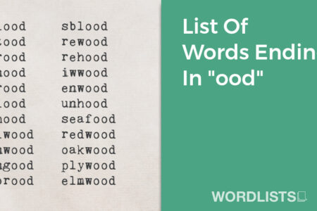 List Of Words Ending In "ood" thumbnail