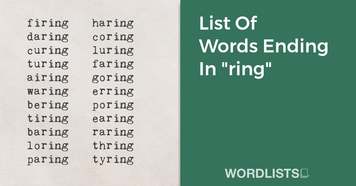 List Of Words Ending In "ring" thumbnail