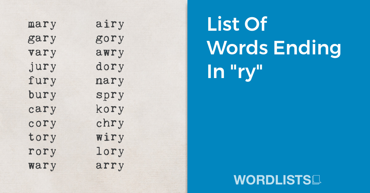 List Of Words Ending In "ry" thumbnail