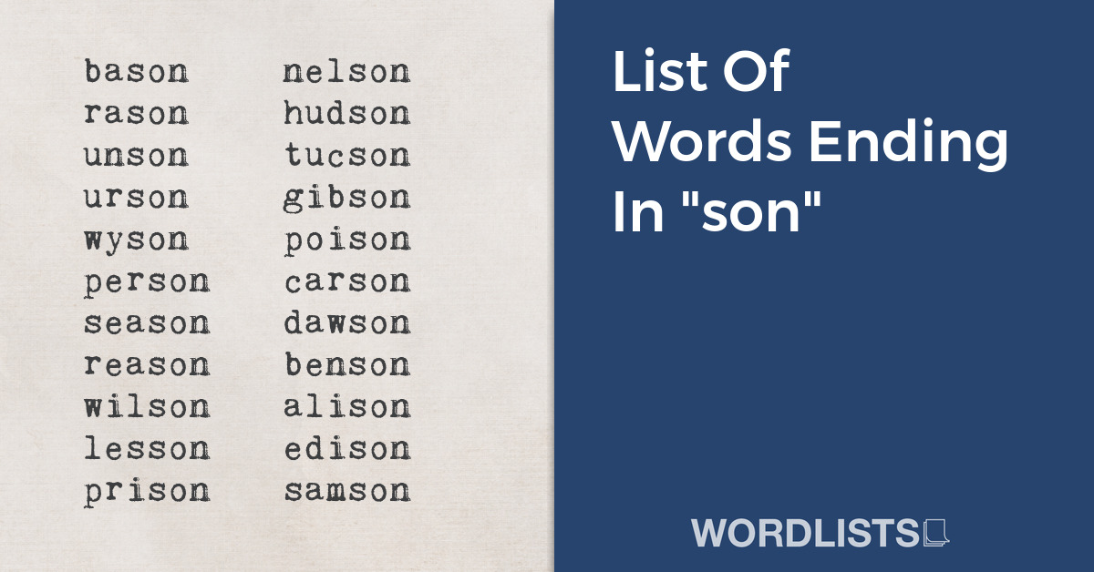 List Of Words Ending In "son" thumbnail
