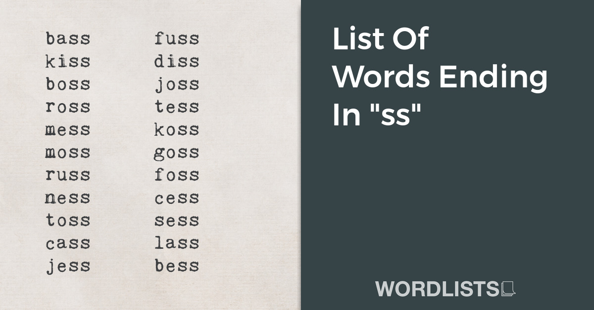 List Of Words Ending In "ss" thumbnail