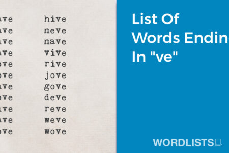List Of Words Ending In "ve" thumbnail