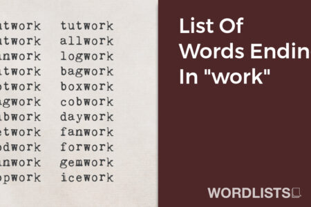 List Of Words Ending In "work"