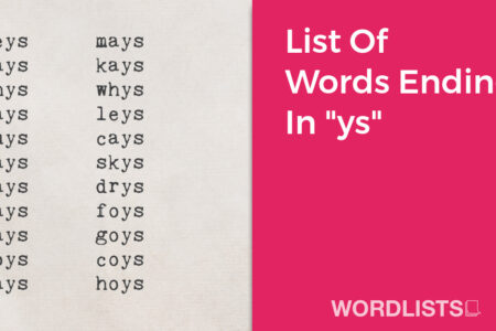 List Of Words Ending In "ys" thumbnail