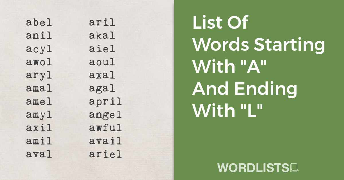 List Of Words Starting With "A" And Ending With "L" thumbnail