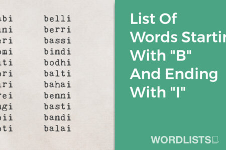 List Of Words Starting With "B" And Ending With "I" thumbnail