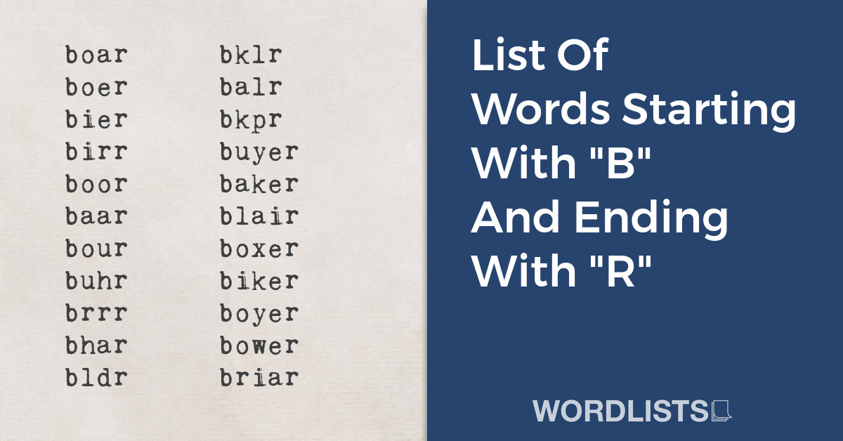 List Of Words Starting With "B" And Ending With "R" thumbnail