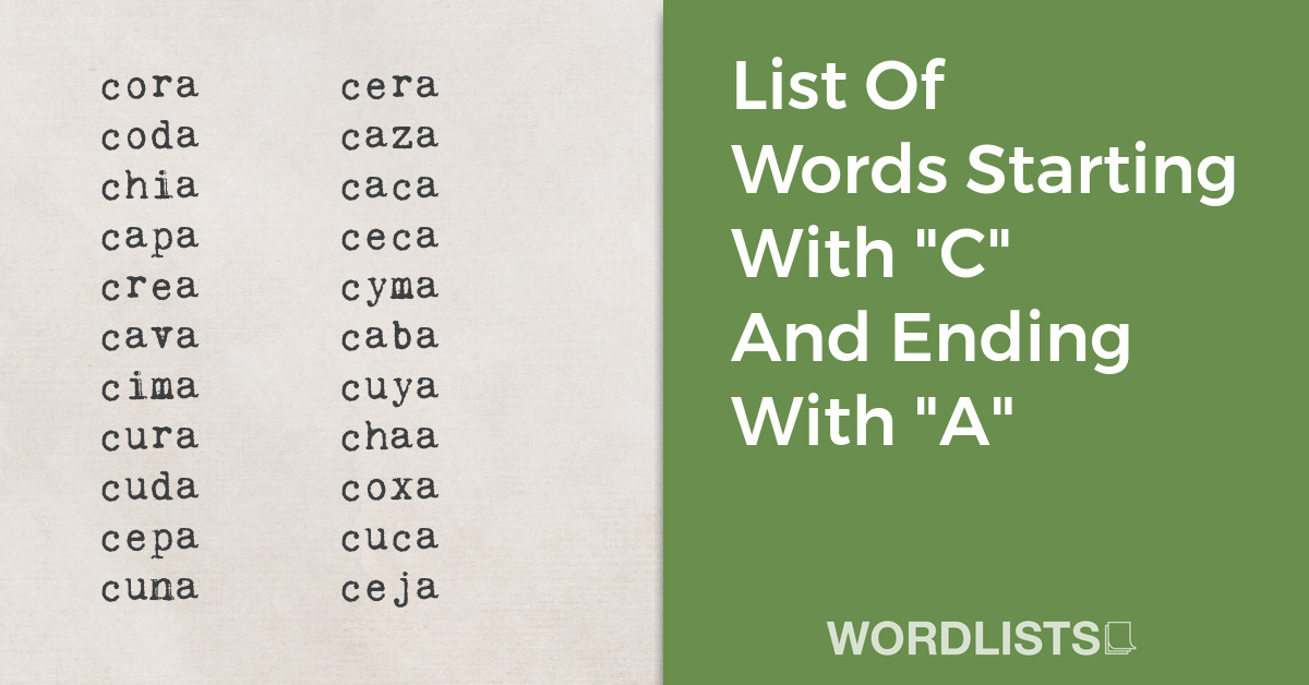 List Of Words Starting With "C" And Ending With "A" thumbnail