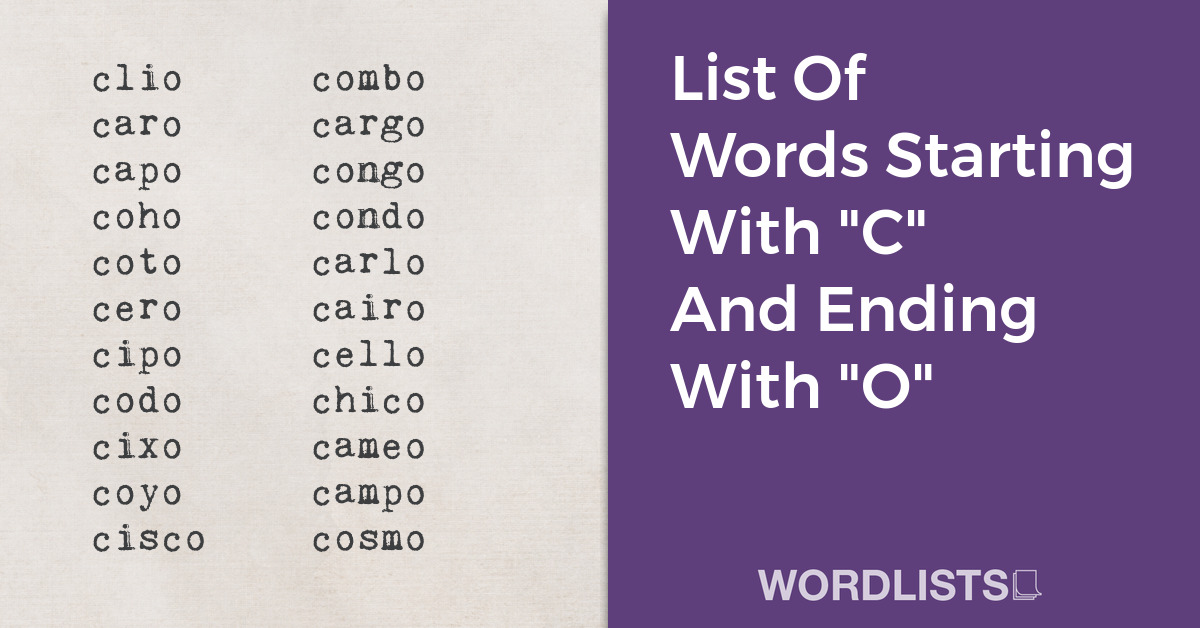 List Of Words Starting With "C" And Ending With "O" thumbnail
