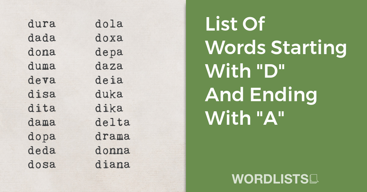 List Of Words Starting With "D" And Ending With "A" thumbnail
