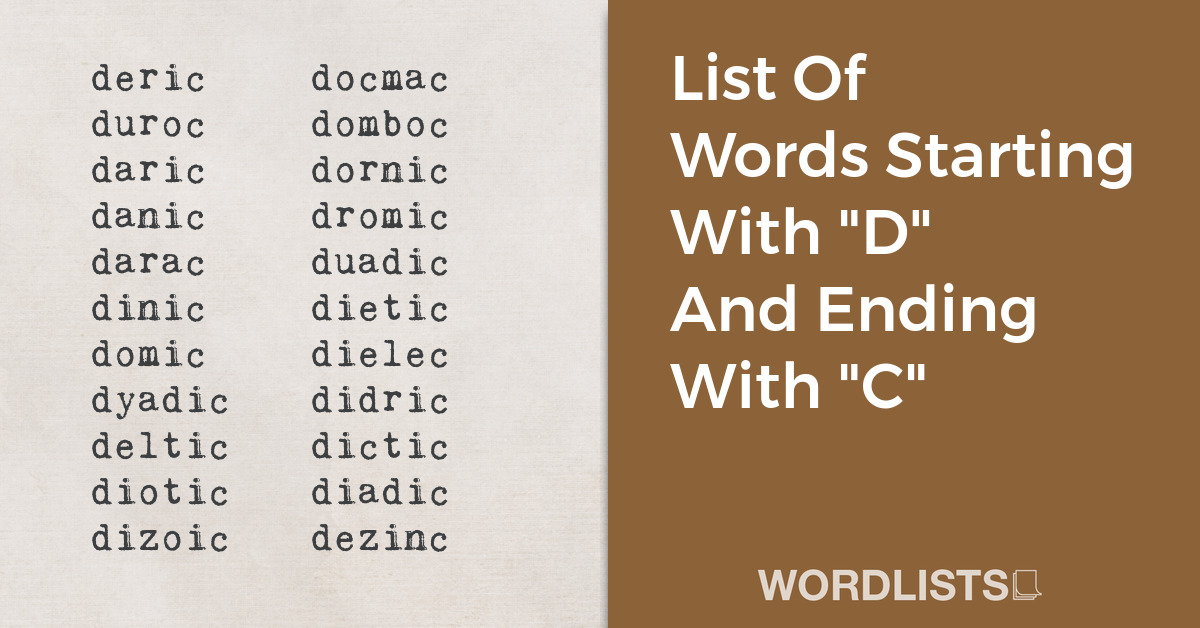 List Of Words Starting With "D" And Ending With "C" thumbnail