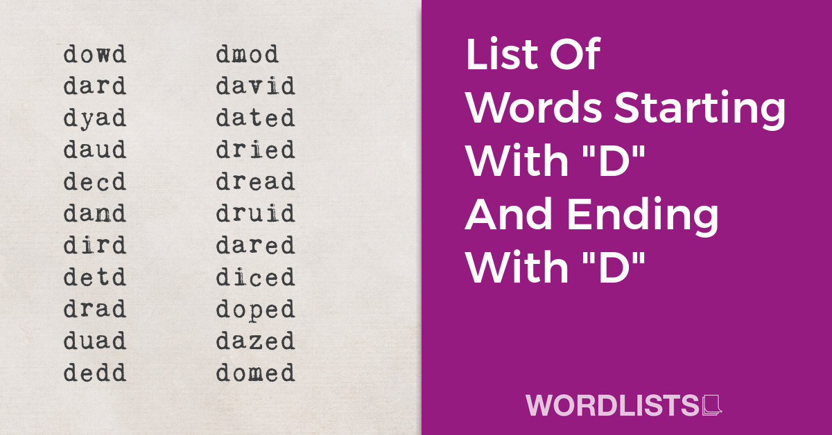 List Of Words Starting With "D" And Ending With "D" thumbnail