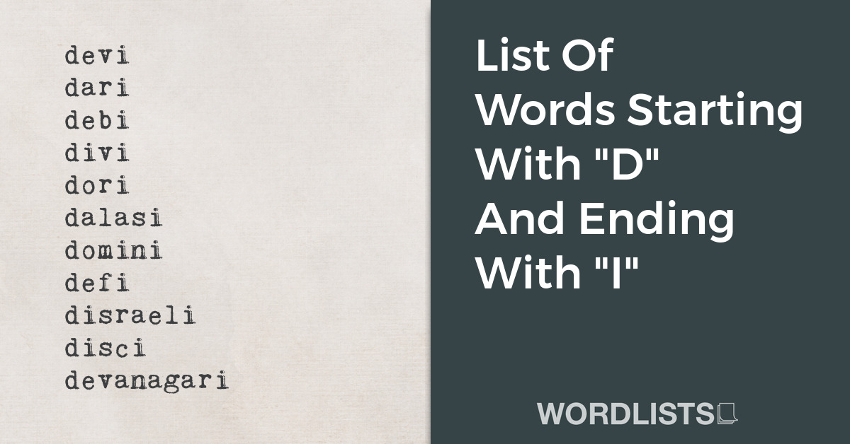 List Of Words Starting With "D" And Ending With "I" thumbnail