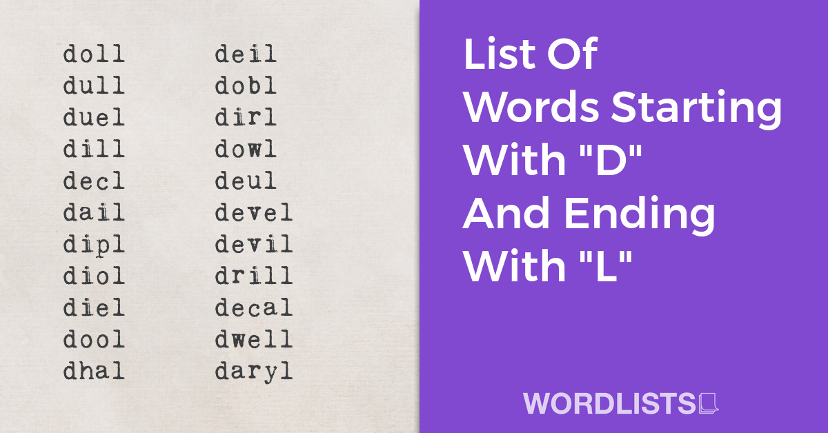 List Of Words Starting With "D" And Ending With "L" thumbnail