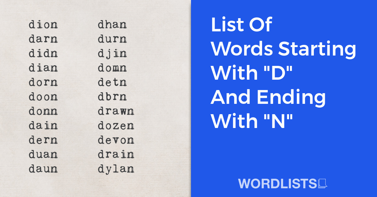 List Of Words Starting With "D" And Ending With "N" thumbnail