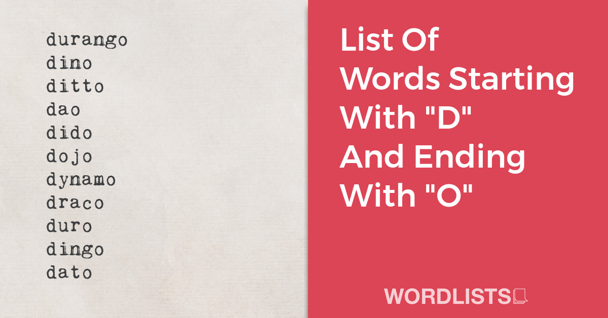 List Of Words Starting With "D" And Ending With "O" thumbnail