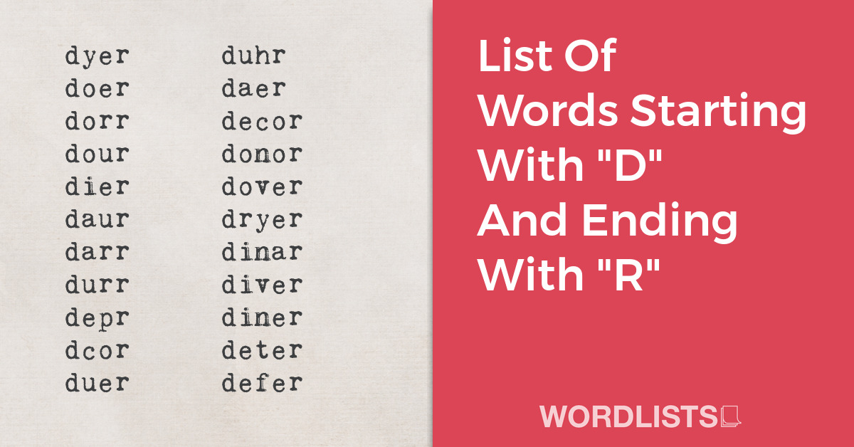List Of Words Starting With "D" And Ending With "R" thumbnail