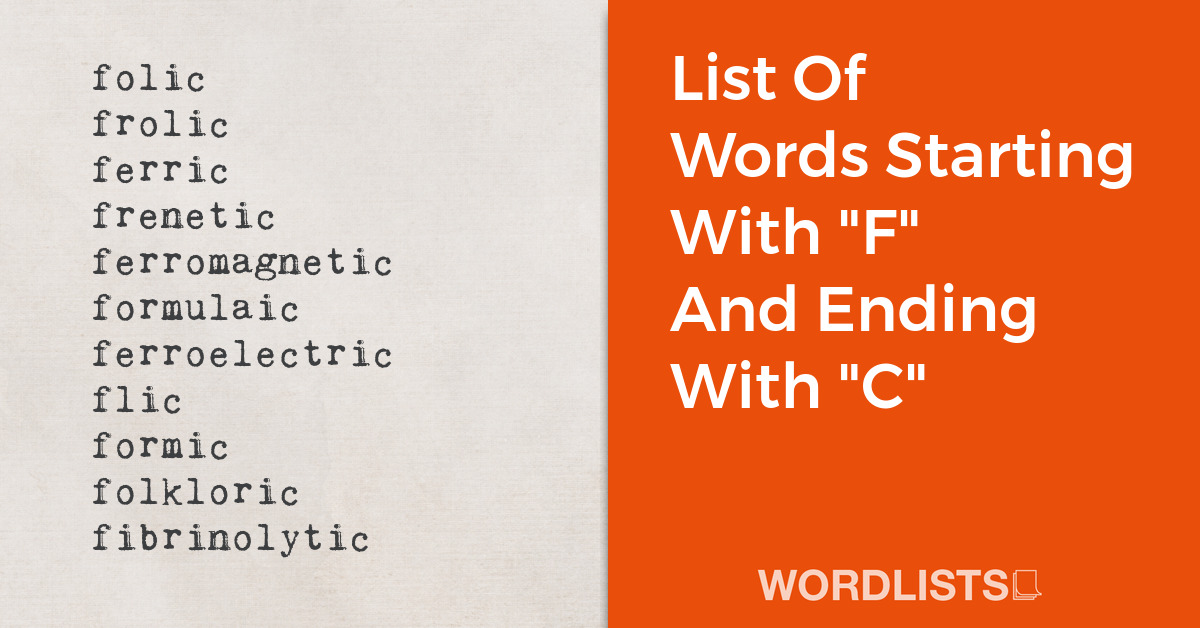 List Of Words Starting With "F" And Ending With "C" thumbnail