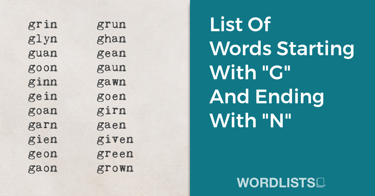 List Of Words Starting With "G" And Ending With "N" thumbnail