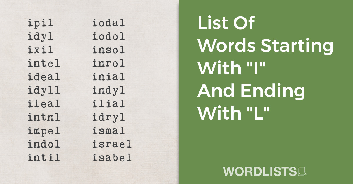 List Of Words Starting With "I" And Ending With "L" thumbnail
