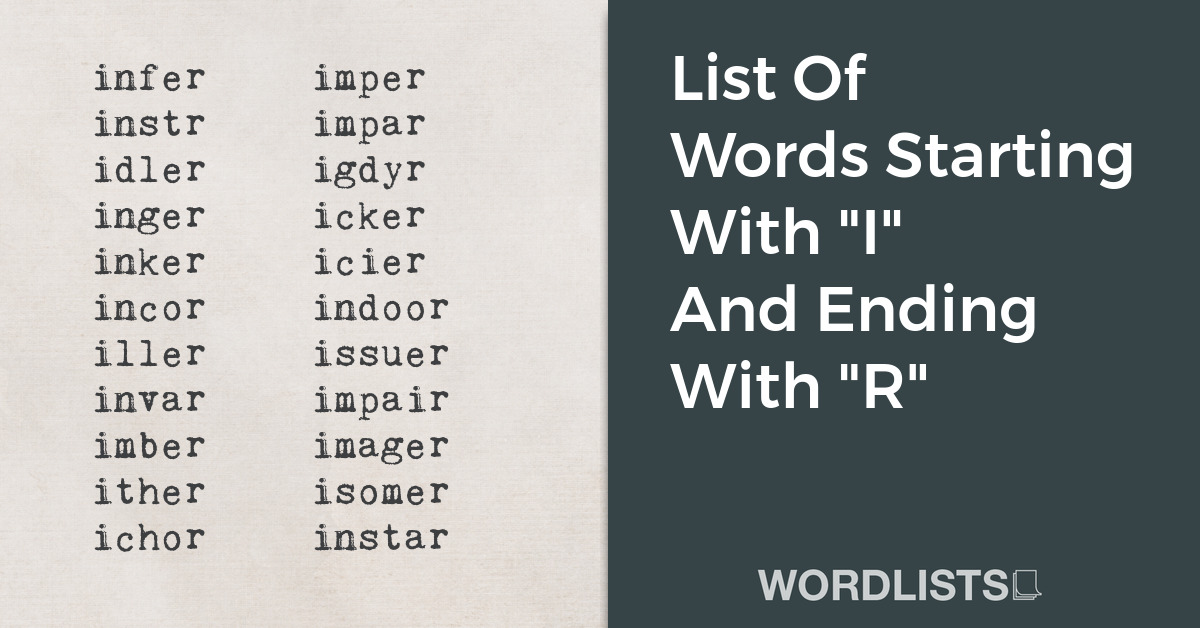List Of Words Starting With "I" And Ending With "R" thumbnail