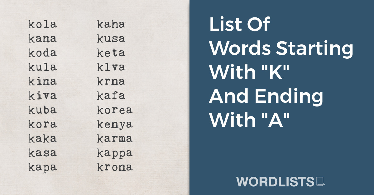 List Of Words Starting With "K" And Ending With "A" thumbnail