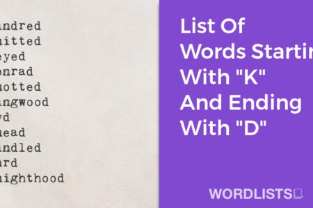 List Of Words Starting With "K" And Ending With "D" thumbnail