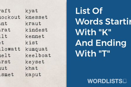 List Of Words Starting With "K" And Ending With "T" thumbnail