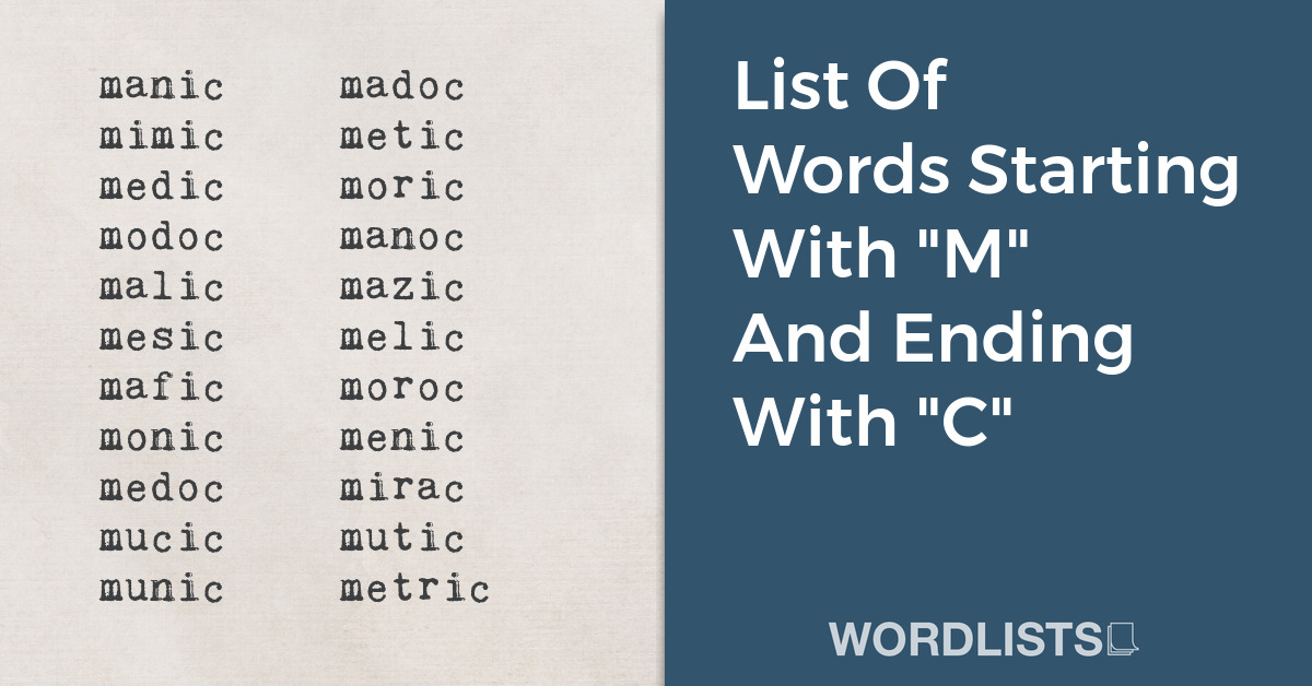 List Of Words Starting With "M" And Ending With "C" thumbnail