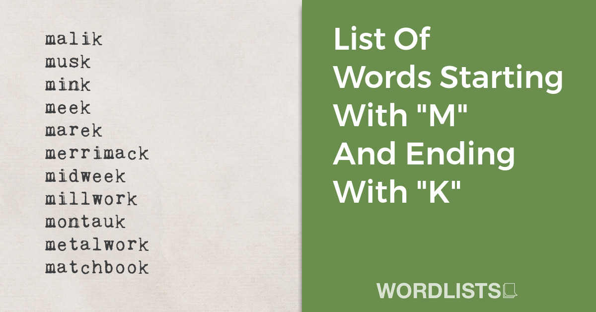 List Of Words Starting With "M" And Ending With "K" thumbnail