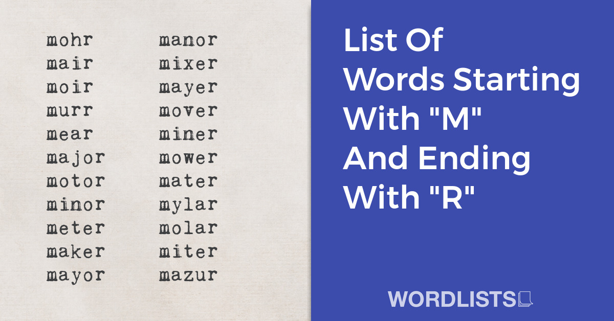List Of Words Starting With "M" And Ending With "R" thumbnail