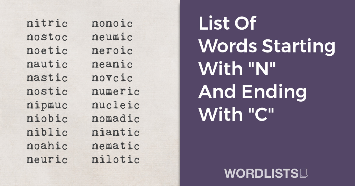 List Of Words Starting With "N" And Ending With "C" thumbnail