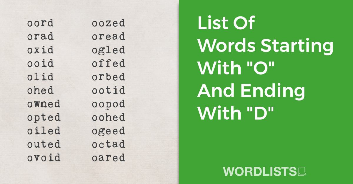 List Of Words Starting With "O" And Ending With "D" thumbnail
